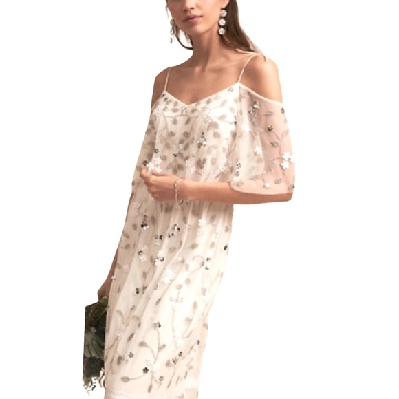 Adrianna Papell x BHLDN Faye 4 / Sm White Silver Embellished Maxi Wedding Gown - Picture 6 of 11